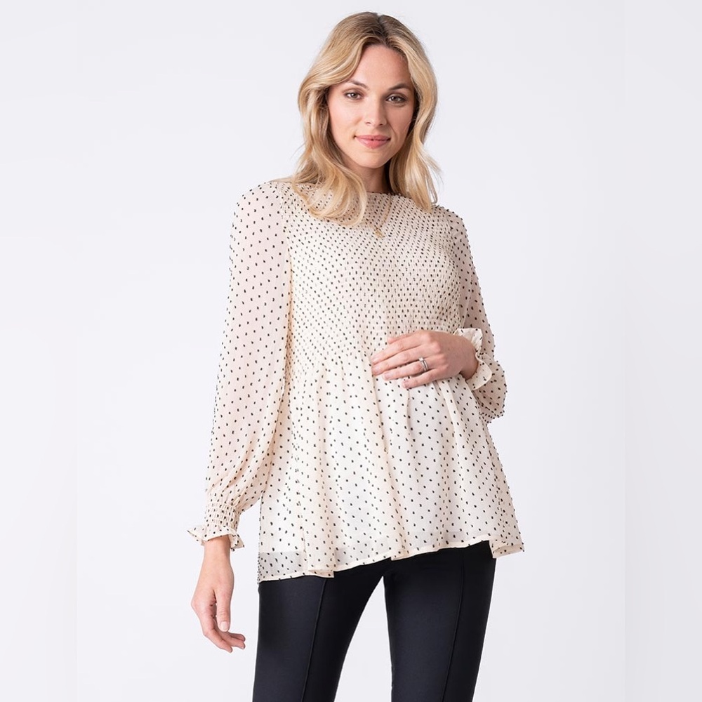 Seraphine Smocked Georgette Maternity Blouse - Size 6
